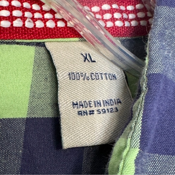 Phat Farm XL Plaid Racing Patch Shirt Neon Green Navy Streetwear 90s Y2K - Picture 8 of 13